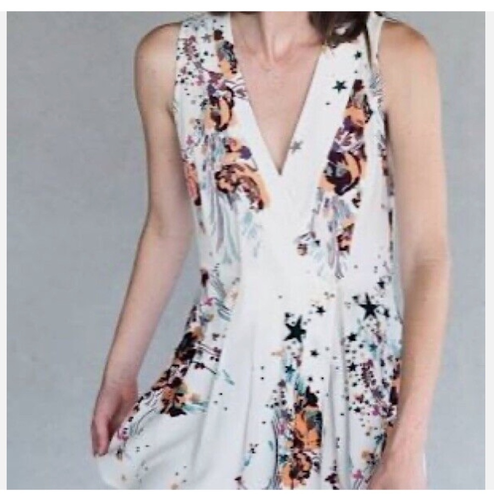 Free People Back To Basics Floral-Print Wrap Sleeveless Top Large